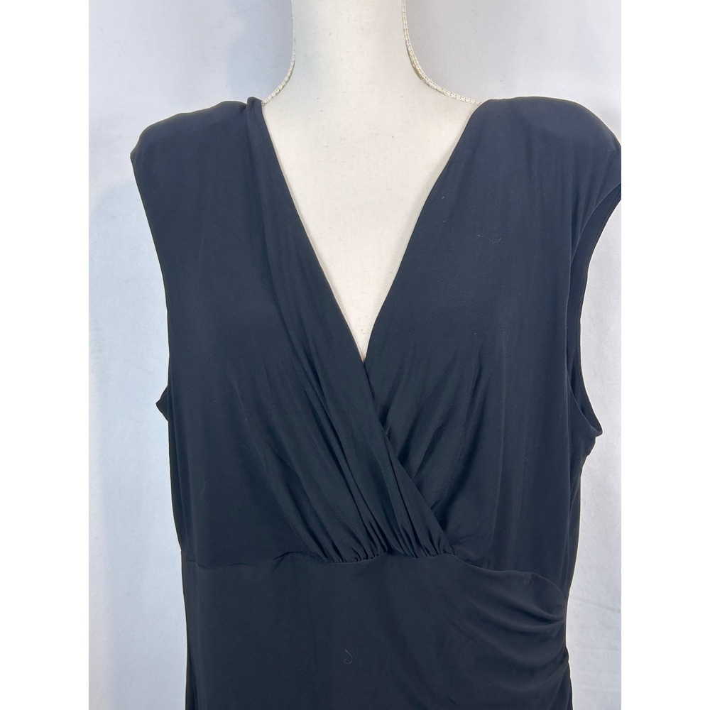 Lauren Ralph Lauren Black Ruched V-Neck Maxi Dress 18W Sleeveless Evening Gown - Picture 3 of 10
